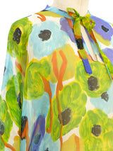 Watercolor Floral Printed Chiffon Caftan Dress arcadeshops.com