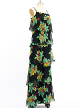 Floral Chiffon Tiered Maxi Dress Dress arcadeshops.com