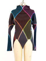 Issey Miyake Pleats Please Argyle Printed Top Top arcadeshops.com