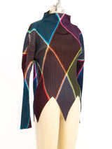 Issey Miyake Pleats Please Argyle Printed Top Top arcadeshops.com