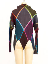 Issey Miyake Pleats Please Argyle Printed Top Top arcadeshops.com