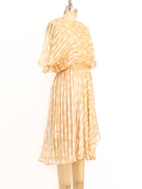 Beige Silk Chiffon Striped Dress Dress arcadeshops.com