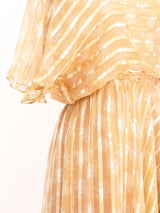 Beige Silk Chiffon Striped Dress Dress arcadeshops.com