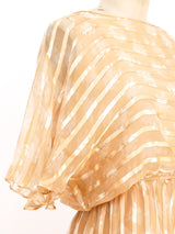 Beige Silk Chiffon Striped Dress Dress arcadeshops.com
