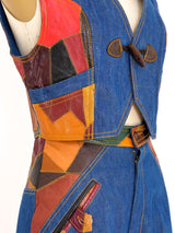 Leather Patchwork Denim Ensemble Suit arcadeshops.com