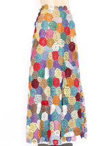 Multicolor Raffia Crochet Maxi Skirt Bottom arcadeshops.com