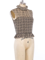 Chanel Coco Print Chiffon Ruffle Top Top arcadeshops.com