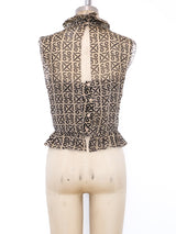 Chanel Coco Print Chiffon Ruffle Top Top arcadeshops.com