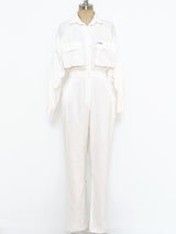 1980's White Corduroy Jumpsuit Suit arcadeshops.com