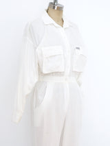 1980's White Corduroy Jumpsuit Suit arcadeshops.com