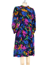 Pauline Trigere Floral Printed Silk Dress Dress arcadeshops.com