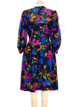 Pauline Trigere Floral Printed Silk Dress Dress arcadeshops.com