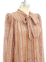 Silk Chiffon Striped Paisley Blouse Top arcadeshops.com