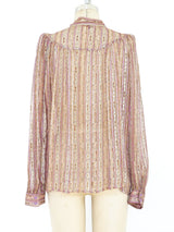Silk Chiffon Striped Paisley Blouse Top arcadeshops.com
