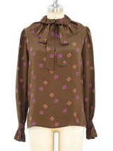 Yves Saint Laurent Floral Ruffle Blouse Top arcadeshops.com