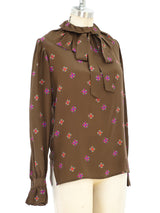 Yves Saint Laurent Floral Ruffle Blouse Top arcadeshops.com