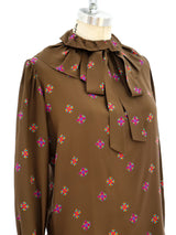 Yves Saint Laurent Floral Ruffle Blouse Top arcadeshops.com