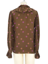 Yves Saint Laurent Floral Ruffle Blouse Top arcadeshops.com