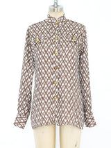 Valentino Logo Printed Silk Blouse Top arcadeshops.com