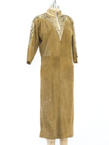 Snakeskin Trimmed Suede Dress Dress arcadeshops.com