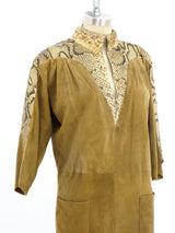 Snakeskin Trimmed Suede Dress Dress arcadeshops.com