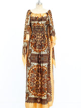 Scarf Printed Angel Sleeve Maxi Dress Dress arcadeshops.com
