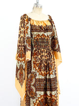 Scarf Printed Angel Sleeve Maxi Dress Dress arcadeshops.com
