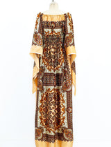 Scarf Printed Angel Sleeve Maxi Dress Dress arcadeshops.com