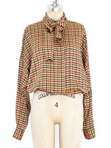 Houndstooth Silk Blouse Top arcadeshops.com