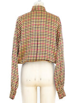 Houndstooth Silk Blouse Top arcadeshops.com