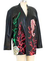 Ocean Applique Leather Jacket Jacket arcadeshops.com