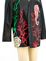 Ocean Applique Leather Jacket Jacket arcadeshops.com
