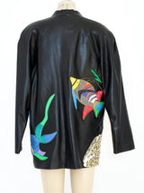 Ocean Applique Leather Jacket Jacket arcadeshops.com