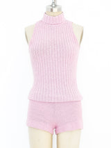 Pink Chenille Sleeveless Romper Suit arcadeshops.com