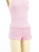Pink Chenille Sleeveless Romper Suit arcadeshops.com
