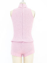 Pink Chenille Sleeveless Romper Suit arcadeshops.com