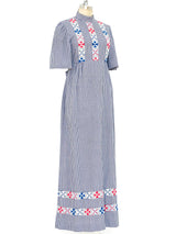Floral Embroidered Gingham Dress Dress arcadeshops.com