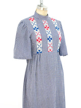 Floral Embroidered Gingham Dress Dress arcadeshops.com