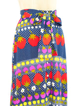Mixed Strawberry Print Ruffle Maxi Skirt Bottom arcadeshops.com