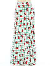 Strawberry Print Maxi Skirt Bottom arcadeshops.com
