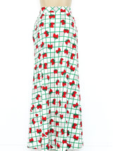 Strawberry Print Maxi Skirt Bottom arcadeshops.com