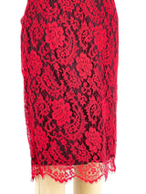 Dolce and Gabbana Red Lace Bustier Dress Dress arcadeshops.com