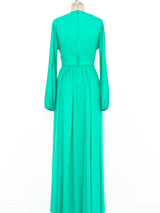 Donald Brooks Teal Jersey Gown Dress arcadeshops.com