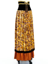 Metallic Velvet Belted Maxi Skirt Bottom arcadeshops.com