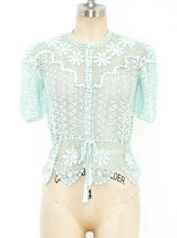 Button Front Hand Crochet Top Top arcadeshops.com