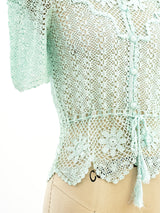 Button Front Hand Crochet Top Top arcadeshops.com