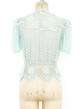 Button Front Hand Crochet Top Top arcadeshops.com