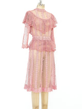 Pink Hand Crochet Ruffle Dress Dress arcadeshops.com