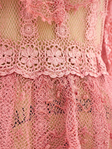 Pink Hand Crochet Ruffle Dress Dress arcadeshops.com