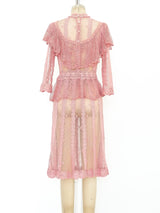 Pink Hand Crochet Ruffle Dress Dress arcadeshops.com